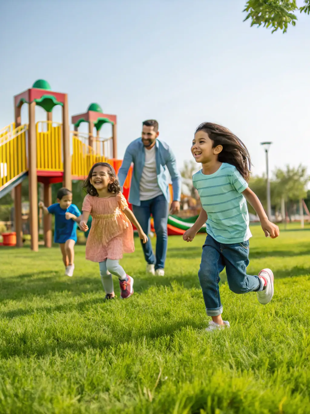 A photo of parents and children participating in a family-oriented activity, emphasizing the importance of parental involvement.